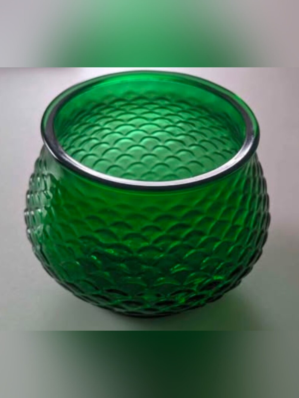 E.O. Brody Co Emerald Green Glass Bowl Indoor Planter/Vase. Vintage 1960s 5x4.5